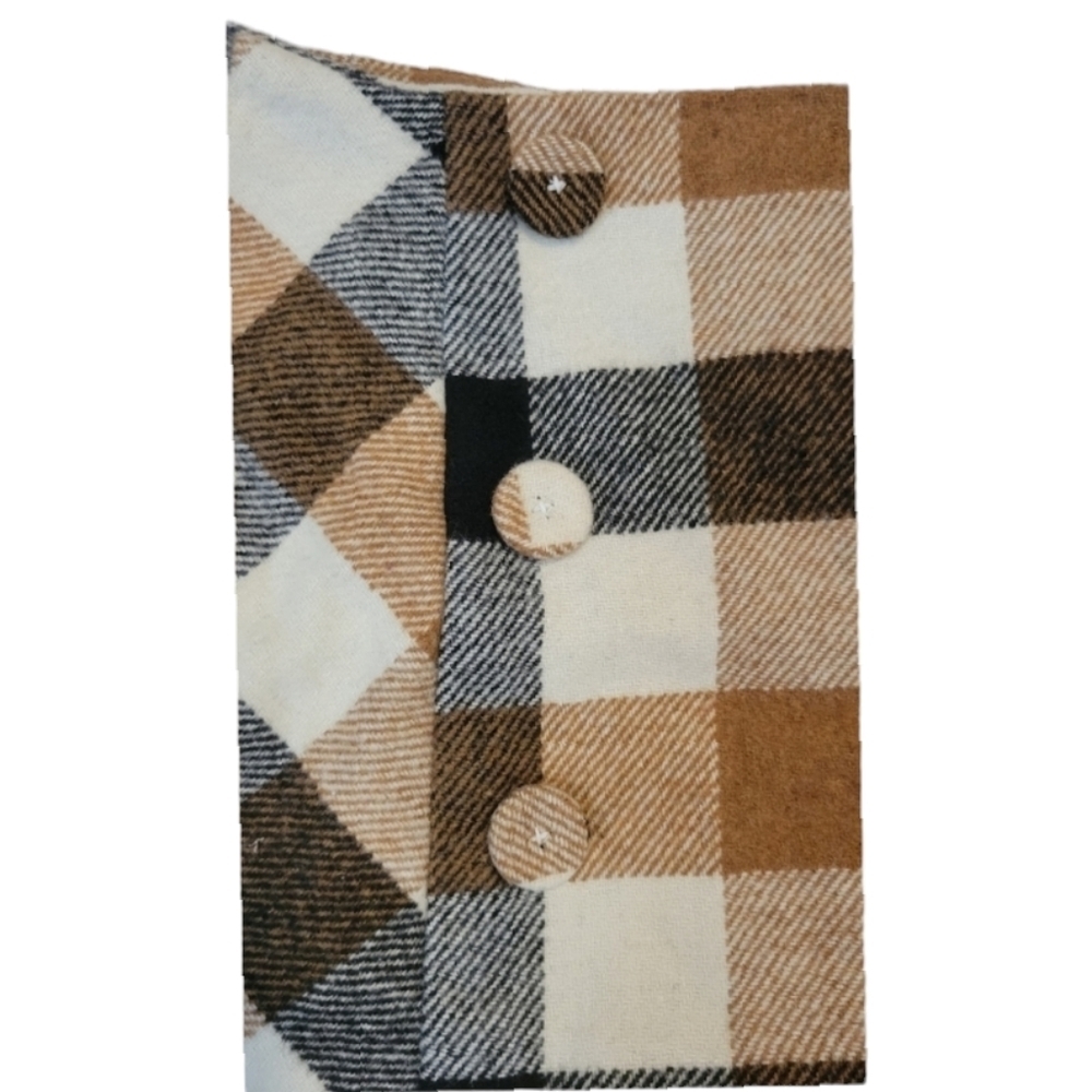 Forever 21 Buffalo Check Mini Skirt Cream Brown Black Size L - Picture 4 of 12